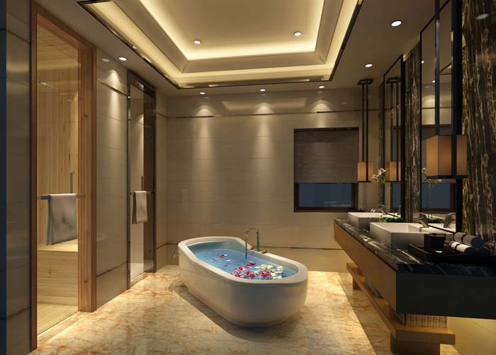 水印城现代新古典别墅浴室装修设计案例效果图